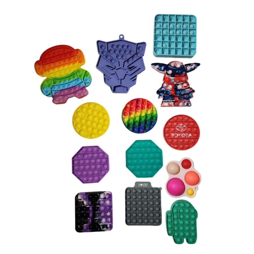 Pop It Fidget Lot Multi Color Shapes and Characters